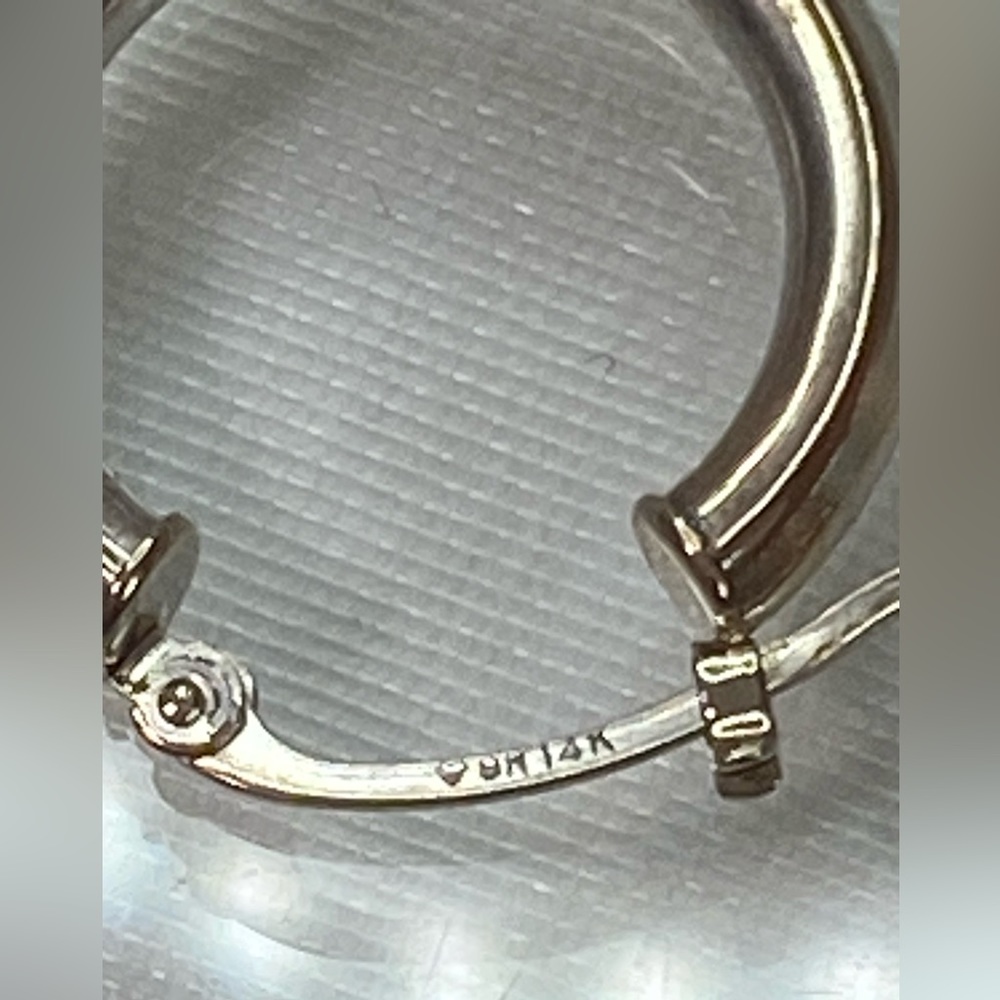 14K WHITE GOLD classic hoop earrings REAL GOLD .75” - Picture 9 of 11